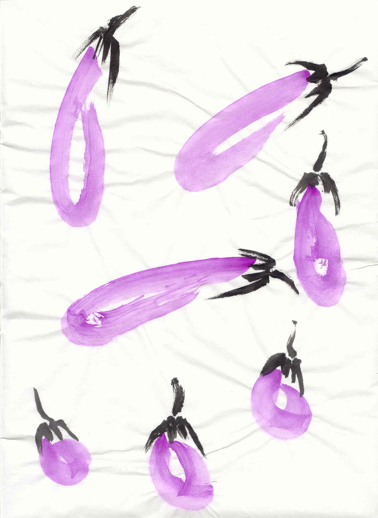 Eggplants. Drawing by Sanae Yajima